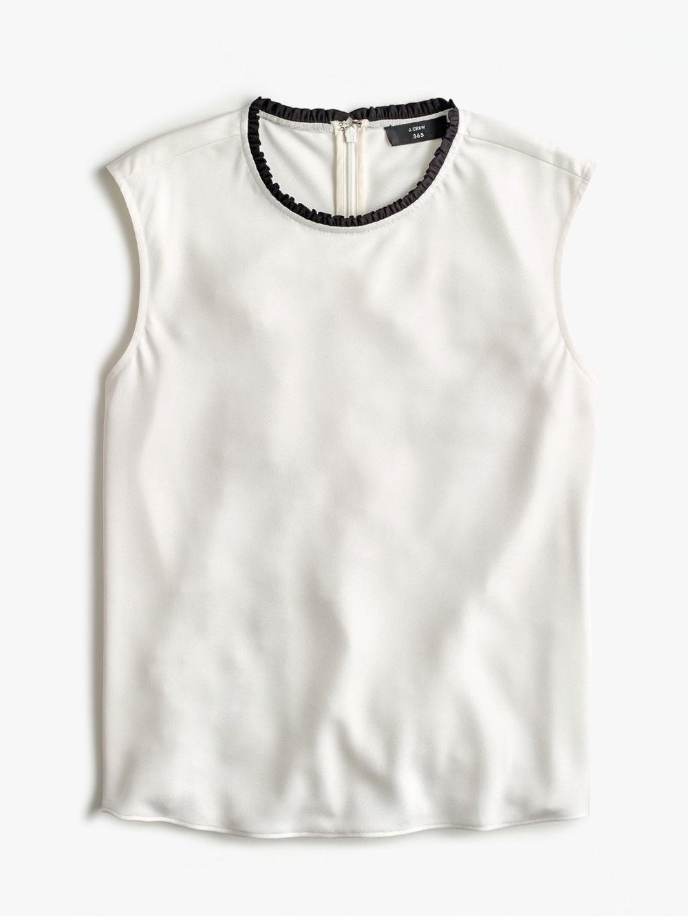 NEW J. Crew Ruffle Neck Shell Blouse in Ivory Satin Crepe Women’s Medium